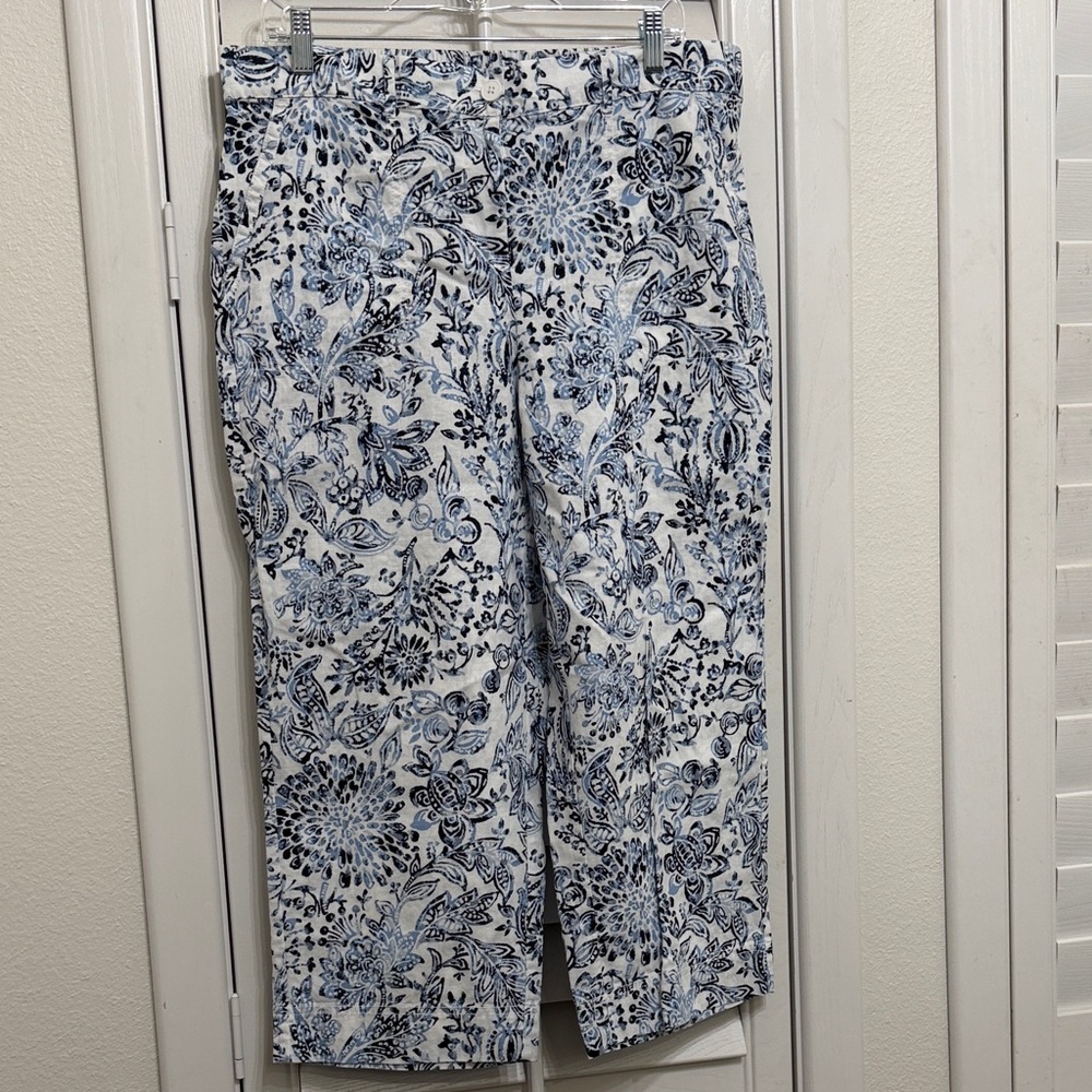 Talbots Blue and White Floral Capris